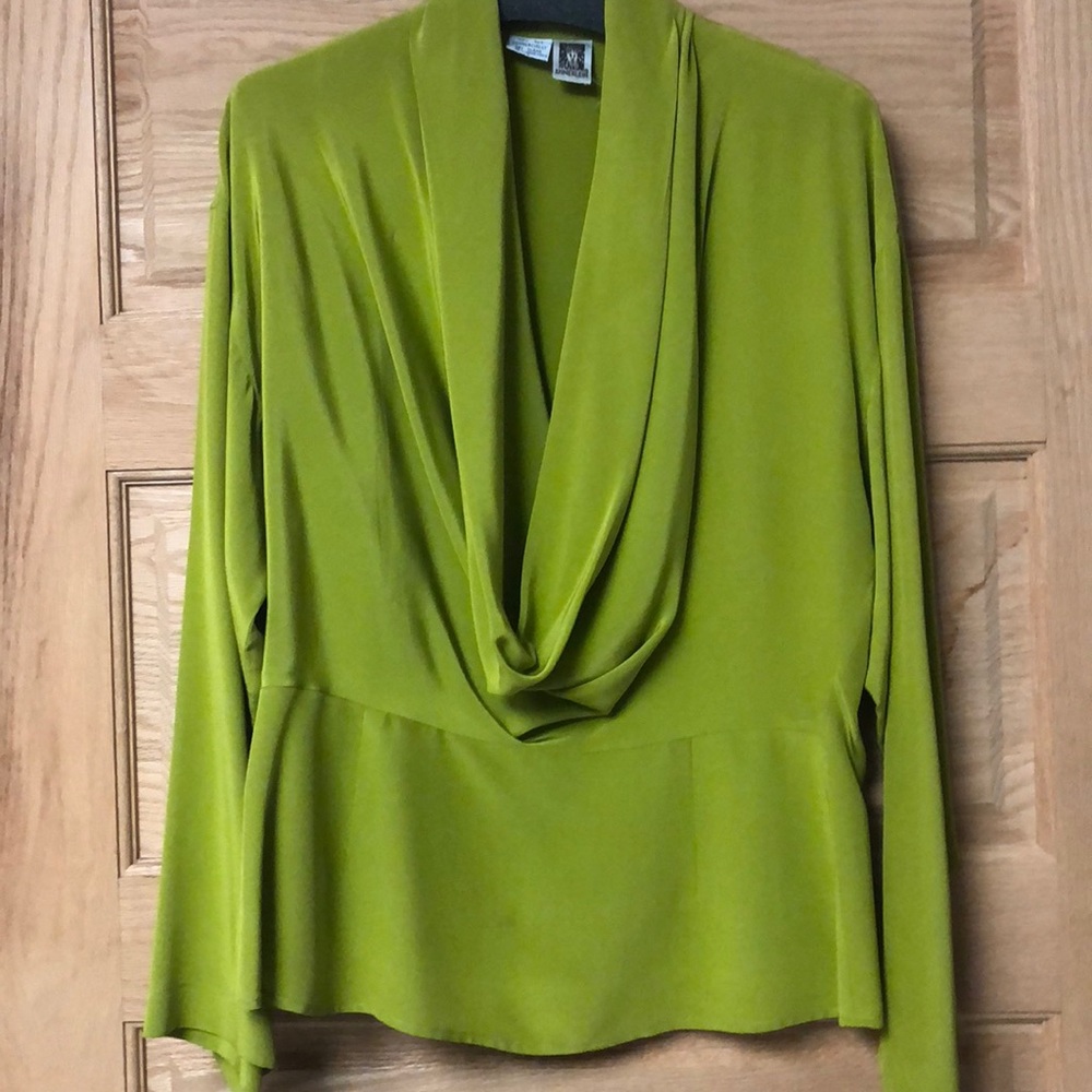Anne Klein Lime Green Cowl Neck Top